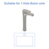 Brushed Nickel Vessel Sink Faucet Single Handle Tall Bathroom Sink Faucet
