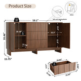 59.1" Buffet Sideboard with 2 Doors and 3 Drawers, Walnut Finish