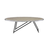 Oval Coffee Table - Industrial - Weathered Gray Oak & Metal