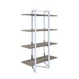 Etagere Bookshelf - Wood & Metal - Chrome - 4 Open Shelves