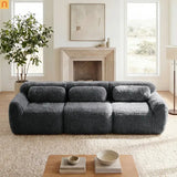 Sectional Sofa Modular Plush Dark Gray 3 Seat Non-Slip 114 In