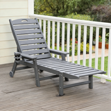 Outdoor Chaise Lounge Chair Plastic Adjustable Recline Gray 43"