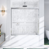 56"-60"W*60" H Semi-Frameless Double Sliding Shower Door, Bypass Shower Door