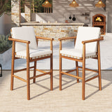 Outdoor Counter Height Bar Stools Set of 2, Acacia Wood