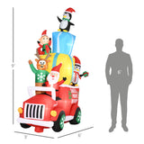 Outsunny 9ft Christmas Inflatables Outdoor Decorations Santa Claus Drives a Gift