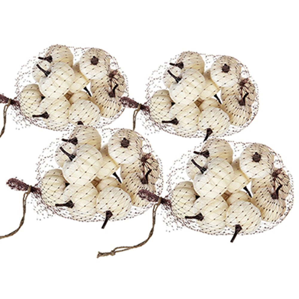 Set of 4 White Velvety Pumpkins 2 Feet Fall Harvest Decor
