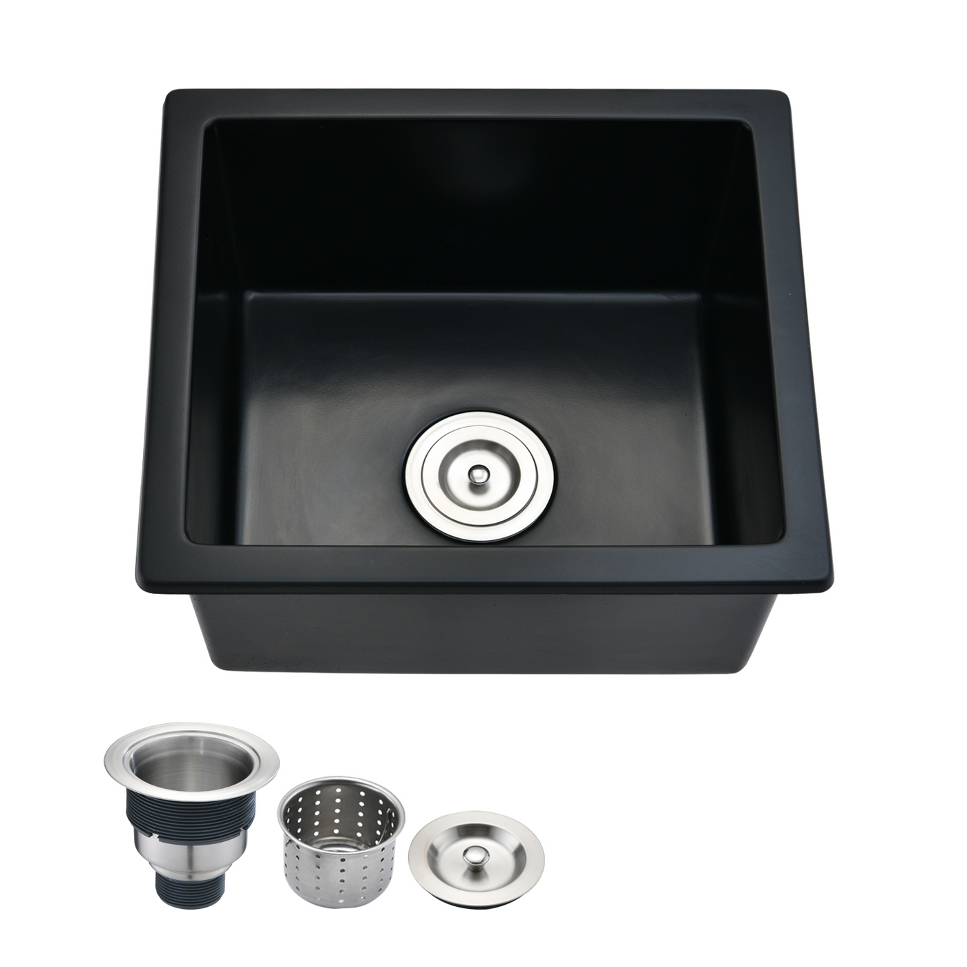 Quartz Undermount Bar Sink 18" L x 16" W with Basket Strainer