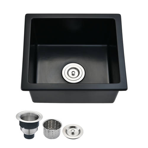 Quartz Undermount Bar Sink 18" L x 16" W with Basket Strainer