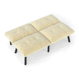 Fabric Sleeper Sofa Foldable Cream 63"