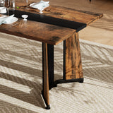 Rectangular Engineered Wood Dining Table Black/Rustic Brown 71"