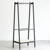 (Black) Solid Oak Wood Clothes Rack, Black Rattan Hanger Rack-clothes Rack