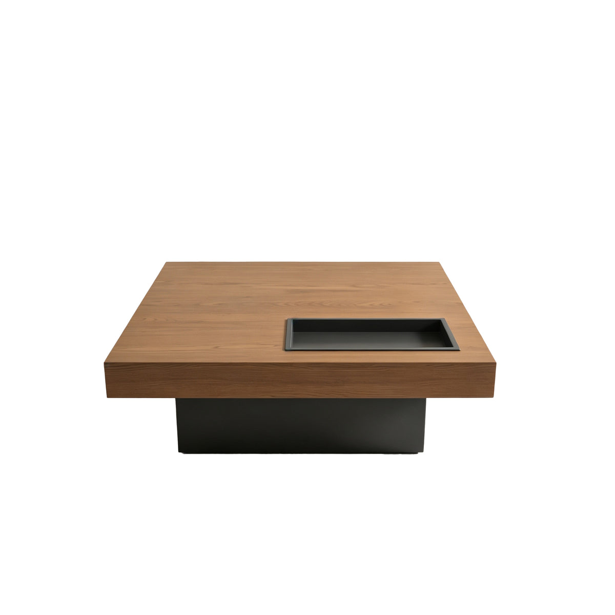 Square Engineered Wood Coffee Table with Storage Dark Walnut