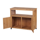 Wooden Patio Bar Table Set with Storage Light Brown