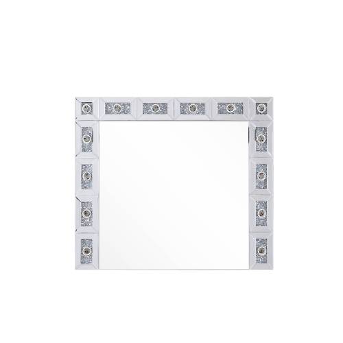 Accent Wall Mirror - Faux Diamond Frame - LED Lights - 24" x 24"