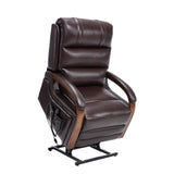 Brown Leather Lift Recliner Chair Dual Motor 350 LBS Massage