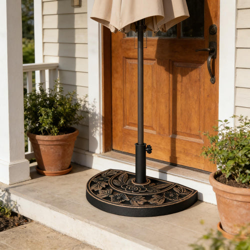 Patio Umbrella Half Round Base Bronze 19.75" x 12.25