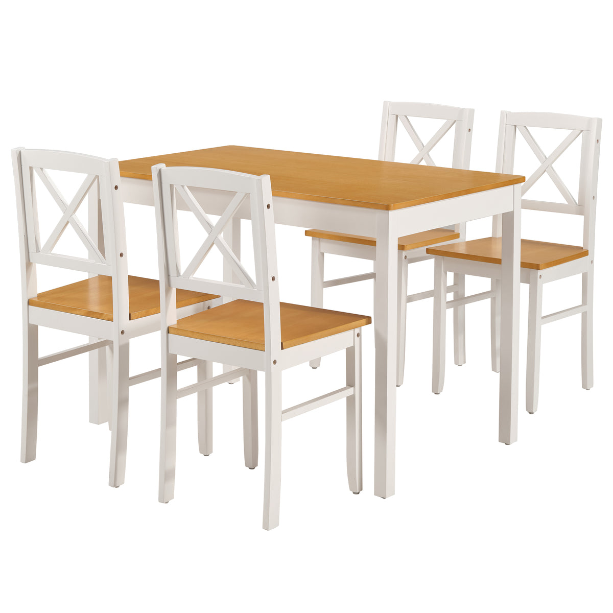 Solid Wood Dining Set Ancient White