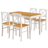 Solid Wood Dining Set Ancient White
