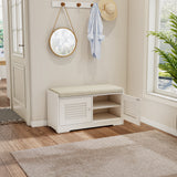 28.74"Shoe Storage Bench with 2 Door Cabinet, Entryway Bench