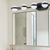 LED Vanity Light - 6-Light - Crystal Sand Acrylic Shades - Black - 43"