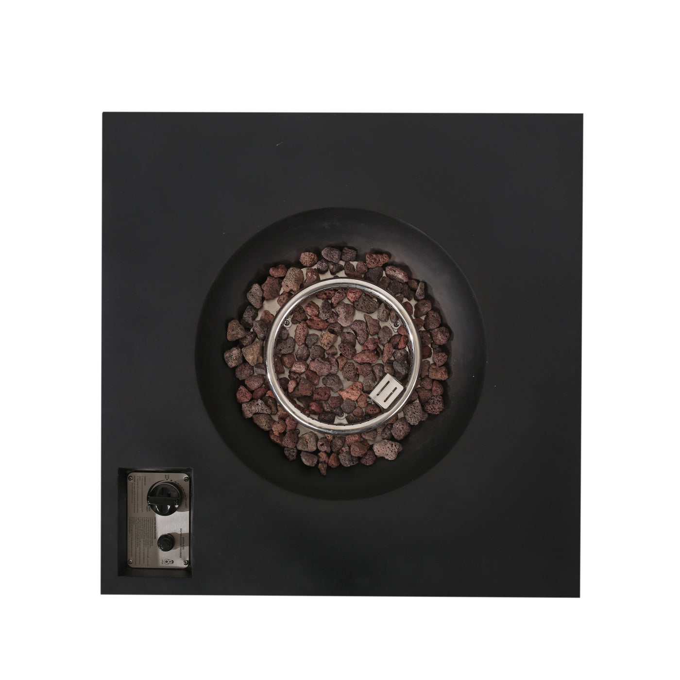 Rodeo Square MGO Fire Pit Top 40000 BTU Tank Inside