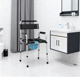 Commode Chair Adjustable 7-Level Steel Black 331 LB Foldable Removable Bucket