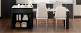 K&K 82.7 inch Kitchen Island with Extendable Dining Table for 4-6 Person,Faux Ma