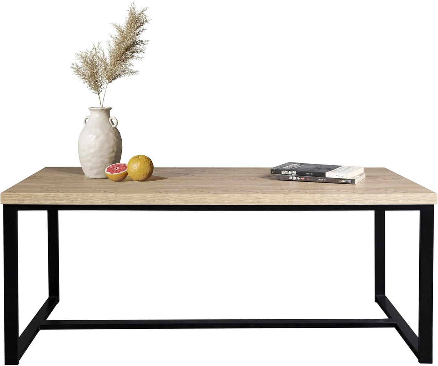 Bali Coastal Modern Coffee Table Natural Wood Black Metal