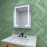 24x30 Silver Aluminum Recessed Surface Mount Medicine Cabinet LED Clock Mirror