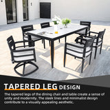 7PC Outdoor Patio Dining Set, 35.5"x71" Table, Marble Top