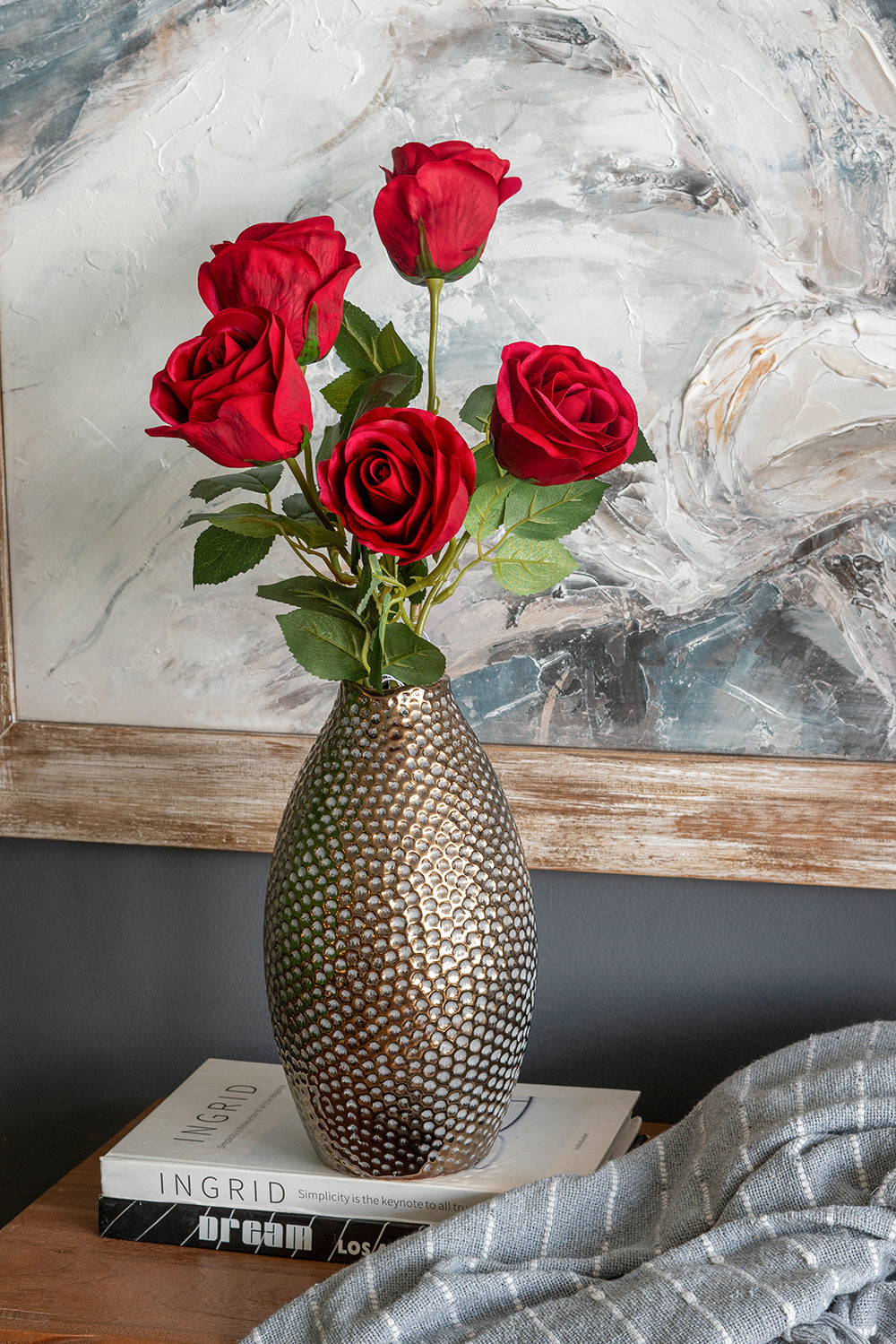 Decorative Ceramic Vase Textured Bronze Finish 5.3x5.3x11