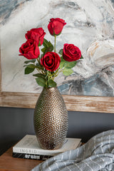 Decorative Ceramic Vase Textured Bronze Finish 5.3x5.3x11