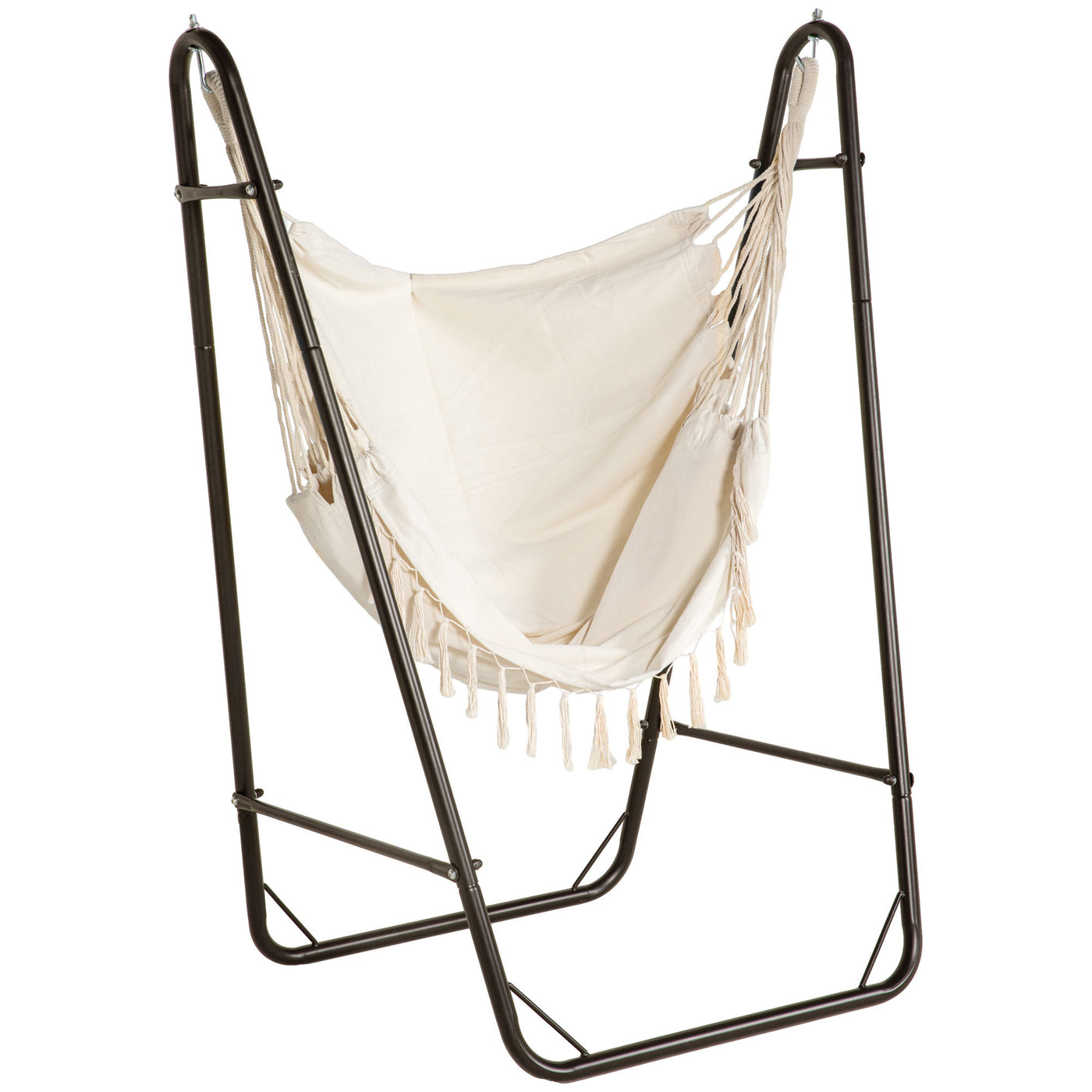 Patio Hammock Chair with Stand, Outdoor Hanging Lounge Brown