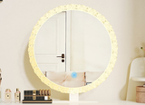 Crystal Edge LED Makeup Mirror with 3-Color Dimmable Lighting