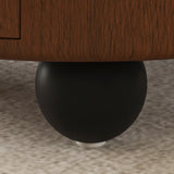 Round Solid Wood Coffee Table with Storage Bouguer Walnut/Brown