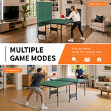 8 FT Foldable Portable Ping Pong Table with Quick-Clamp Net & Post Set, Indoor &