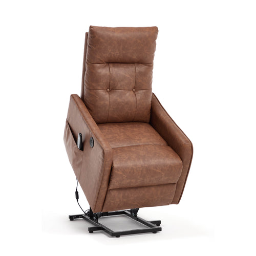 Brown PU Power Lift Recliner Chair with Massage and Heat
