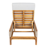 Chaise Lounge Acacia Wood Wicker Gray Cushion 4 Position 76.77in