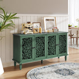 60" Antique Green Buffet Cabinet Solid Wood TV Stand Sideboard