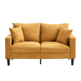 Modern Orange Corduroy Two Piece Sofa Set