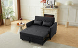 Convertible Sleeper Sofa Bed Loveseat Black PU Leather USB Ports