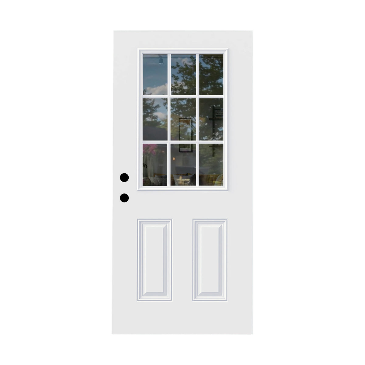 32 x 80 inches Fiberglass Entry Door Slab, 9 Lite Low-E Glass