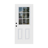 32 x 80 inches Fiberglass Entry Door Slab, 9 Lite Low-E Glass