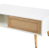 Solid Wood Coffee Table with Storage White