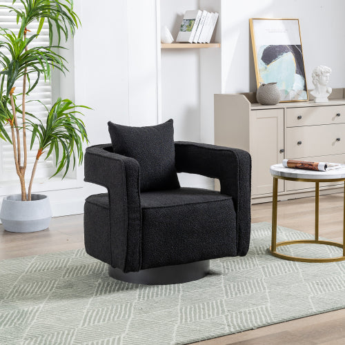 Boucle Accent Chair Swivel Black