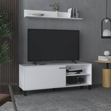 TV Stand and Wall Shelf Set - Engineered Wood - White - 55.1"W