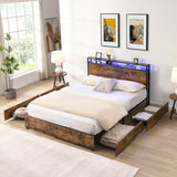 Full Engineered Wood Platform Bed Black/Brown
