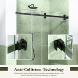 56-60"W x 72"H Frameless Sliding Shower Door Enclosure