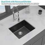 Quartz Kitchen Sink - 21" x 18" x 9.65" Black granite composite undermount bar