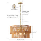 23.62" Handwoven Woven Paper Rattan Chandelier